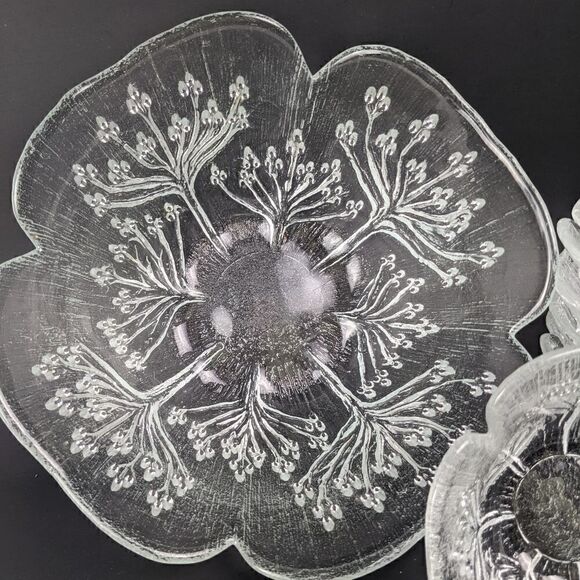 Dansk floriform Salad bowl set, Lasisepat Mantsala, Finnish glass bowl - Picture 5 of 7